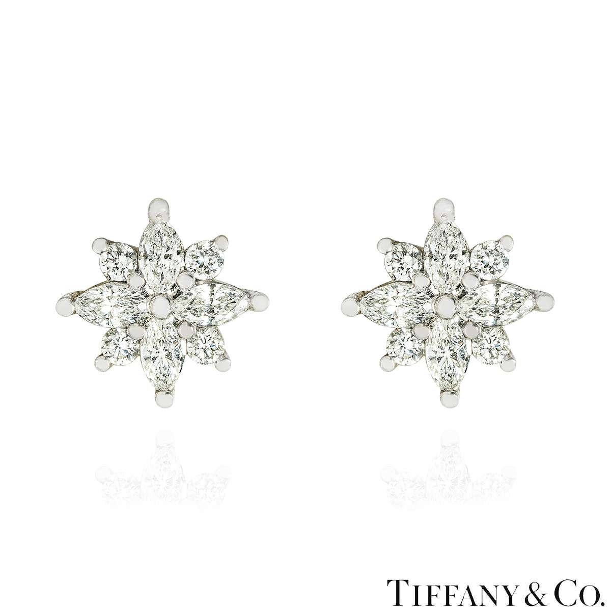 Tiffany & Co. Platinum Victoria Diamond Cluster Stud Earrings 0.72ct TDW